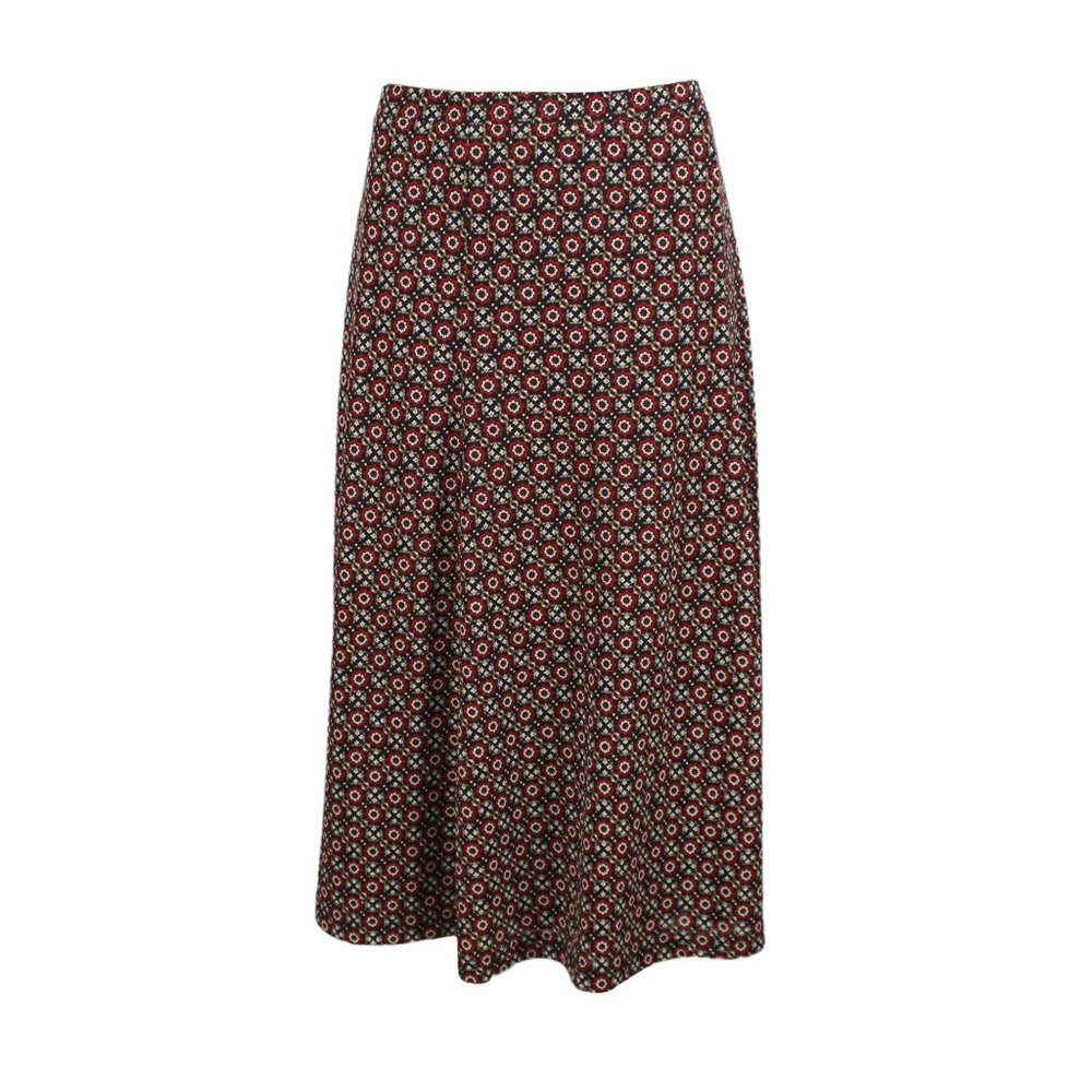 Sag Harbor Red Brown Floral Print Maxi Skirt